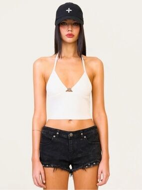SMFK compass cross knitted halter top